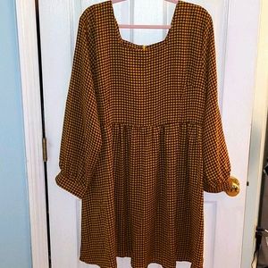 Houndstooth Babydoll Dress